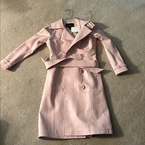 Moda International pink leather trench coat 2